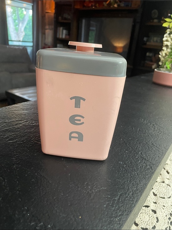 Other - Vintage Pink Tea Canister with Gray Lid